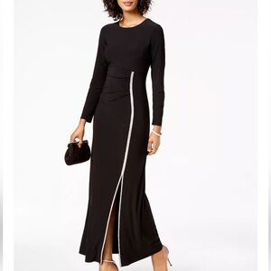 MSK Elegant Black Long Sleeve Dress with Rhinestones NWT size 10